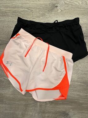 Under Armour Light Pink with Neon Orange Trim & Athleta Black